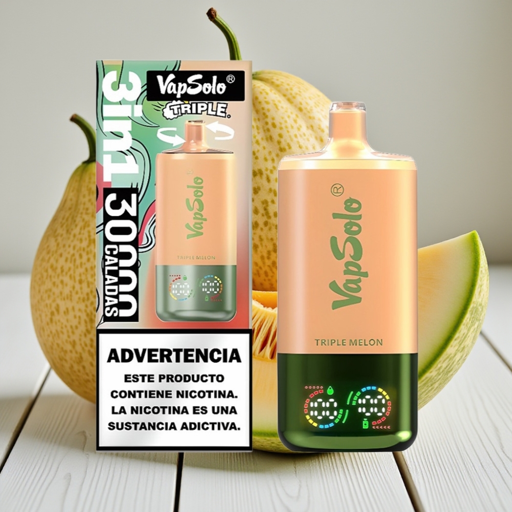 VapSolo Triple 30000 Puffs Üçlü Kavun | 40ml 20mg/50mg Type-C